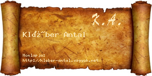 Kléber Antal névjegykártya